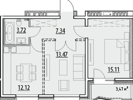 Продается 2-комнатная квартира ЖК Zenith (Зенит), 1 этап, 55.23  м², 7750000 рублей