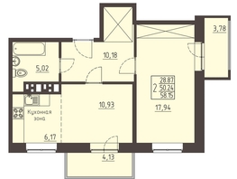 Продается 2-комнатная квартира ЖК Очаг, блок-секция 7, 58.1  м², 9750000 рублей