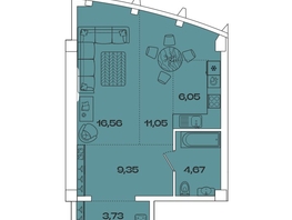 Продается 1-комнатная квартира ЖК Звезды, дом 3, 51.66  м², 14258160 рублей