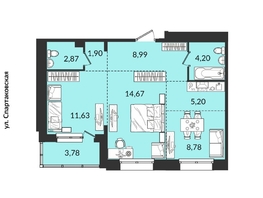 Продается 3-комнатная квартира ЖК Источник, дом 2, 57.98  м², 9782911 рублей