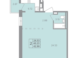 Продается 2-комнатная квартира ЖК Радужный мкр, дом 11-4, 42.9  м&sup2;, 6435000 рублей