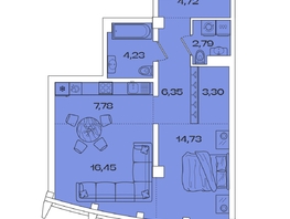 Продается 1-комнатная квартира ЖК Звезды, дом 2, 60.35 м², 16077240 рублей