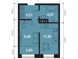 Продается 1-комнатная квартира ЖК RIVERANG (РиверАнг), 33.82 м², 9496551 рублей