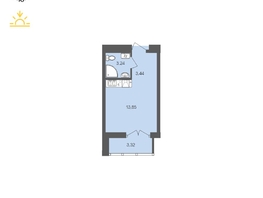 Продается 1-комнатная квартира ЖК Автограф, 23.85  м², 6510215 рублей