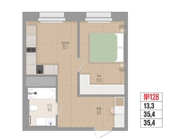 Продается 1-комнатная квартира ЖК Квартал Стрижи, 3 очередь, дом 1, 35.4 м², 8944400 рублей