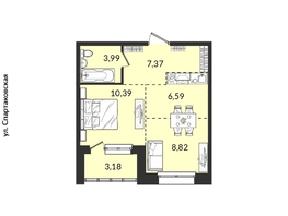 Продается 1-комнатная квартира ЖК Источник, дом 6, 40.21 м², 6554230 рублей
