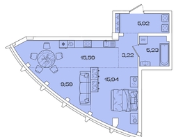 Продается 1-комнатная квартира ЖК Звезды, дом 2, 55.49 м², 14493870 рублей