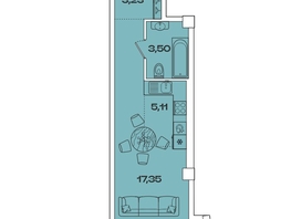 Продается 1-комнатная квартира ЖК Звезды, дом 3, 29.19 м², 7939680 рублей