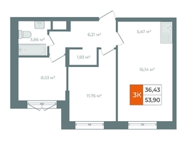 Продается 3-комнатная квартира ЖК Автор, дом 1, 53.9 м², 8701190 рублей