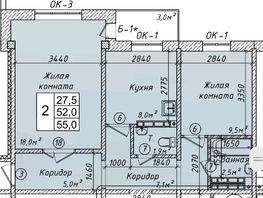 Продается 2-комнатная квартира 7 мкр, 55 м², 4100000 рублей