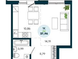Продается 1-комнатная квартира ЖК ЖиВой комплекс на Кузьмихе, 37.96  м&sup2;, 6600000 рублей