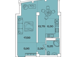 Продается 1-комнатная квартира ЖК Звезды, дом 3, 51.46  м&sup2;, 14228000 рублей