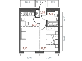Продается 1-комнатная квартира ЖК Салют, 38.25  м&sup2;, 8434125 рублей