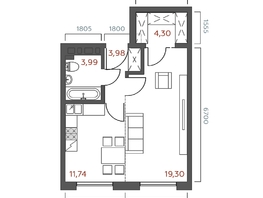 Продается 1-комнатная квартира ЖК Салют, 43.31  м&sup2;, 8575380 рублей