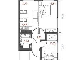 Продается 2-комнатная квартира ЖК Салют, 50.49  м&sup2;, 10974001 рублей