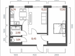 Продается 2-комнатная квартира ЖК Салют, 52.33  м&sup2;, 10622990 рублей