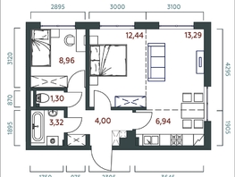Продается 2-комнатная квартира ЖК Салют, 53.54  м&sup2;, 11243400 рублей