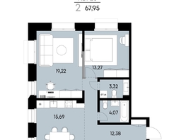Продается 2-комнатная квартира ЖК ВЕКТОР премиум-квартал, дом 1, 67.95  м&sup2;, 18599000 рублей