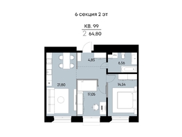 Продается 2-комнатная квартира ЖК ВЕКТОР премиум-квартал, дом 2, 64.8  м&sup2;, 17546000 рублей