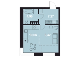 Продается 1-комнатная квартира ЖК Клубный дом РиверАнг, 34.93  м&sup2;, 9988756 рублей