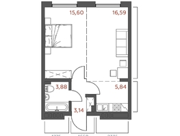 Продается 1-комнатная квартира ЖК Салют, 45.05  м&sup2;, 8964950 рублей