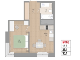 Продается 1-комнатная квартира ЖК Квартал Стрижи, 3 очередь, дом 1, 35.1  м&sup2;, 8855000 рублей