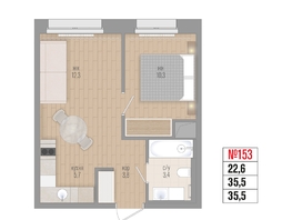 Продается 2-комнатная квартира ЖК Квартал Стрижи, 3 очередь, дом 1, 35.5  м&sup2;, 8970000 рублей