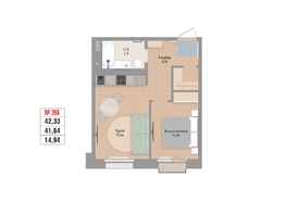Продается 1-комнатная квартира ЖК Стрижи Сити, блок-секции 6,7, 42.33  м&sup2;, 12080000 рублей