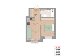 Продается 2-комнатная квартира ЖК Стрижи Сити, блок-секции 6,7, 38.84  м&sup2;, 11530000 рублей