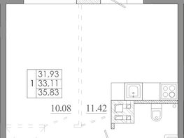 Продается 1-комнатная квартира ЖК Мега, дом 8, 35.83  м&sup2;, 4299600 рублей
