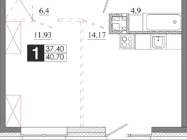 Продается 1-комнатная квартира ЖК Первый Ленинский квартал, Дом 6, 40.7  м&sup2;, 6064300 рублей