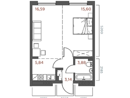 Продается 1-комнатная квартира ЖК Салют, 45.05  м&sup2;, 9010000 рублей