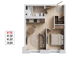 Продается 1-комнатная квартира ЖК Стрижи Сити, блок-секции 6,7, 41.52  м&sup2;,  рублей