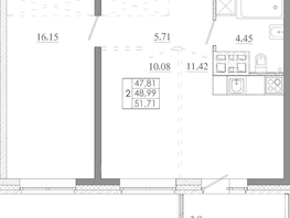 Продается 2-комнатная квартира ЖК Мега, дом 7, 51.71  м&sup2;, 5791520 рублей