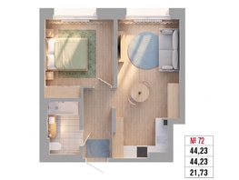 Продается 2-комнатная квартира ЖК Стрижи Сити, блок-секции 6,7, 44.23  м&sup2;,  рублей
