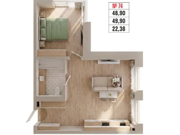 Продается 2-комнатная квартира ЖК Стрижи Сити, блок-секции 6,7, 44.6  м&sup2;,  рублей
