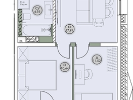 Продается 1-комнатная квартира ЖК Аквамарин, дом 2, 52.59  м&sup2;, 11043900 рублей