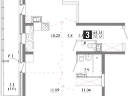 Продается 3-комнатная квартира ЖК Первый Ленинский квартал, Дом 6, 76.16  м&sup2;, 8606080 рублей