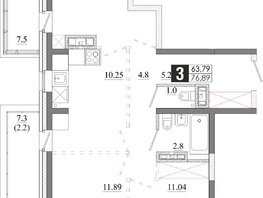 Продается 3-комнатная квартира ЖК Первый Ленинский квартал, Дом 6, 76.89  м&sup2;, 9457470 рублей