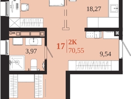 Продается 2-комнатная квартира ЖК 1661, 70.55  м&sup2;, 13298675 рублей