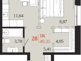 Продается 1-комнатная квартира ЖК 1661, 40.35  м&sup2;, 8473500 рублей