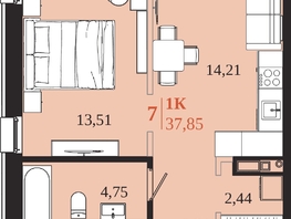 Продается 1-комнатная квартира ЖК 1661, 37.85  м&sup2;, 8175600 рублей
