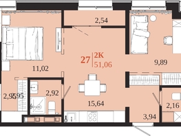 Продается 2-комнатная квартира ЖК 1661, 51.06  м&sup2;, 10671540 рублей