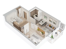 Продается 1-комнатная квартира  ЖиВой комплекс на Кузьмихе, 49.54  м&sup2;, 9700000 рублей