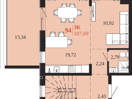 Продается 3-комнатная квартира ЖК 1661, 107.69  м&sup2;, 21719300 рублей