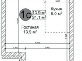 1-комнатная квартира, 30 м², 12/15 этаж