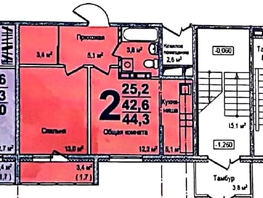2-комнатная квартира, 44 м², 3/16 этаж