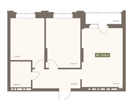 Продается 2-комнатная квартира ЖК НОВА на Московском, 49.78  м&sup2;, 8542248 рублей