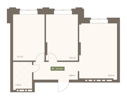 Продается 2-комнатная квартира ЖК НОВА на Московском, 54.74  м&sup2;, 8408339 рублей