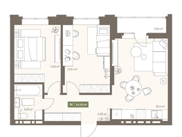 Продается 2-комнатная квартира ЖК НОВА на Московском, 54.5  м&sup2;, 8829950 рублей